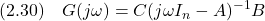 \displaystyle{(2.30)\quad G(j\omega)=C(j\omega I_n-A)^{-1}B }