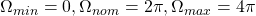 \Omega_{min}=0,\Omega_{nom}=2\pi,\Omega_{max}=4\pi