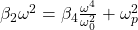 \beta_2 \omega^2=\beta_4 \frac{\omega^4}{\omega_0^2}+ \omega_p^2