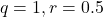 q=1, r=0.5