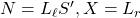 N=L_{\ell}S', X=L_r