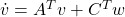 \dot{v}=A^Tv+C^Tw