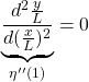 \displaystyle{\underbrace{\frac{d^2\frac{y}{L}}{d(\frac{x}{L})^2}}_{\eta''(1)} }=0}