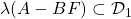 \lambda(A-BF)\subset{\cal D}_1