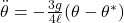 \ddot{\theta}=-\frac{3g}{4\ell}(\theta-\theta^*)