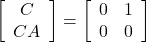 \left[\begin{array}{c} C \\ CA \end{array}\right]= \left[\begin{array}{cc} 0 & 1 \\ 0 & 0 \end{array}\right]