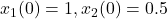 x_1(0)=1,x_2(0)=0.5