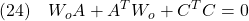 \displaystyle{(24)\quad W_oA+A^TW_o+C^TC=0 }