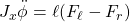 \displaystyle{J_x\ddot{\phi}=\ell(F_\ell-F_r)}