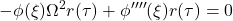 \displaystyle{-\phi(\xi)\Omega^2r(\tau)+\phi''''(\xi)r(\tau)=0 }