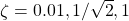 \zeta=0.01,1/\sqrt{2},1