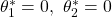 \theta_1^*=0,\ \theta_2^*=0