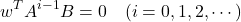 \begin{equation*} w^TA^{i-1}B=0\quad (i=0,1,2,\cdots) \end{equation*}