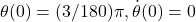 \theta(0)=(3/180)\pi,\dot{\theta}(0)=0