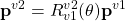 \displaystyle{ {\bf p}^{v2}=R_{v1}^{v2}(\theta){\bf p}^{v1} }