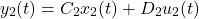 \begin{equation*} y_2(t)=C_2x_2(t)+D_2u_2(t) % \end{equation*}