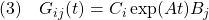 \displaystyle{(3)\quad G_{ij}(t)=C_i\exp(At)B_j}