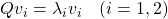 \displaystyle{ Qv_i=\lambda_iv_i\quad(i=1,2) }