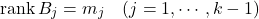 \begin{equation*} {\rm rank}\,B_j=m_j\quad (j=1,\cdots,k-1) \end{equation*}