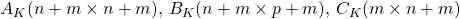 A_K(n+m\times n+m),\,B_K(n+m\times p+m),\,C_K(m\times n+m)