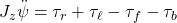 \displaystyle{J_z\ddot{\psi}=\tau_r+\tau_\ell-\tau_f-\tau_b}