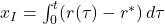 x_I=\int_0^t(r(\tau)-r^*)\,d\tau