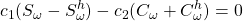 \displaystyle{c_1(S_{\omega}-S^h_{\omega})-c_2(C_{\omega}+C^h_{\omega})=0}